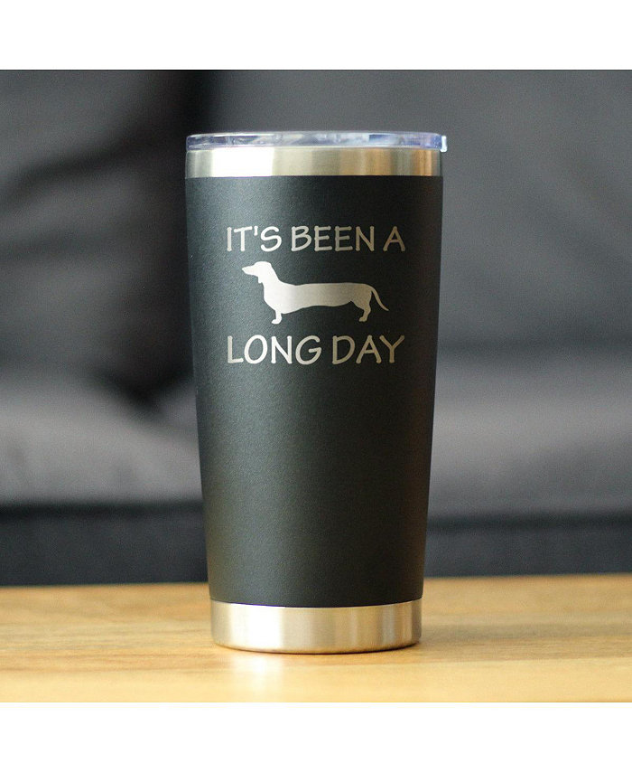 Bevvee It's Been A Long Day - Insulated Coffee Tumbler Cup with Sliding Lid - Stainless Steel Insulated Mug - Dog Themed Coffee Gifts