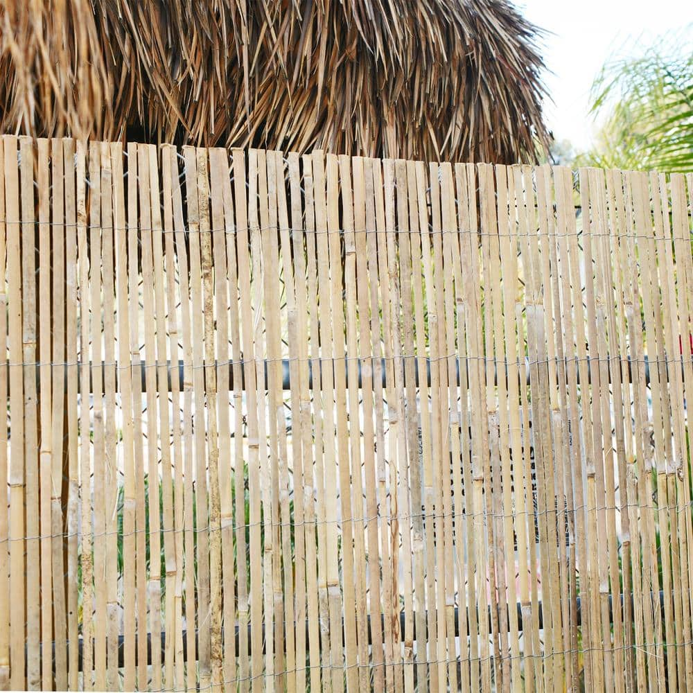 Backyard X-Scapes 4 ft. H x 6 ft. L Natural Raw Split Bamboo Slat Fence (2-Pack) 20-BSN4X6PK2