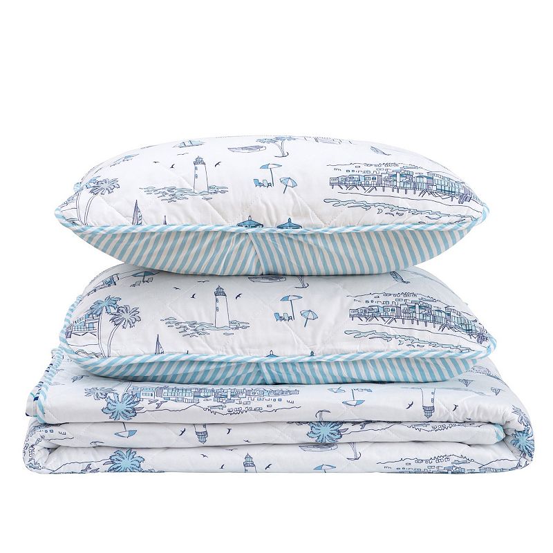 Madelinen® Coastal Toile Reversible Quilt Set with Shams