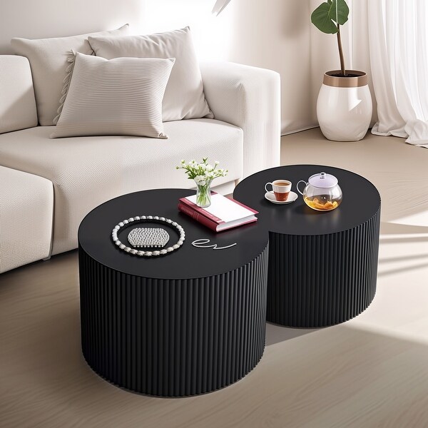 Wave Stripe Nesting Coffee Table Set for Living Room