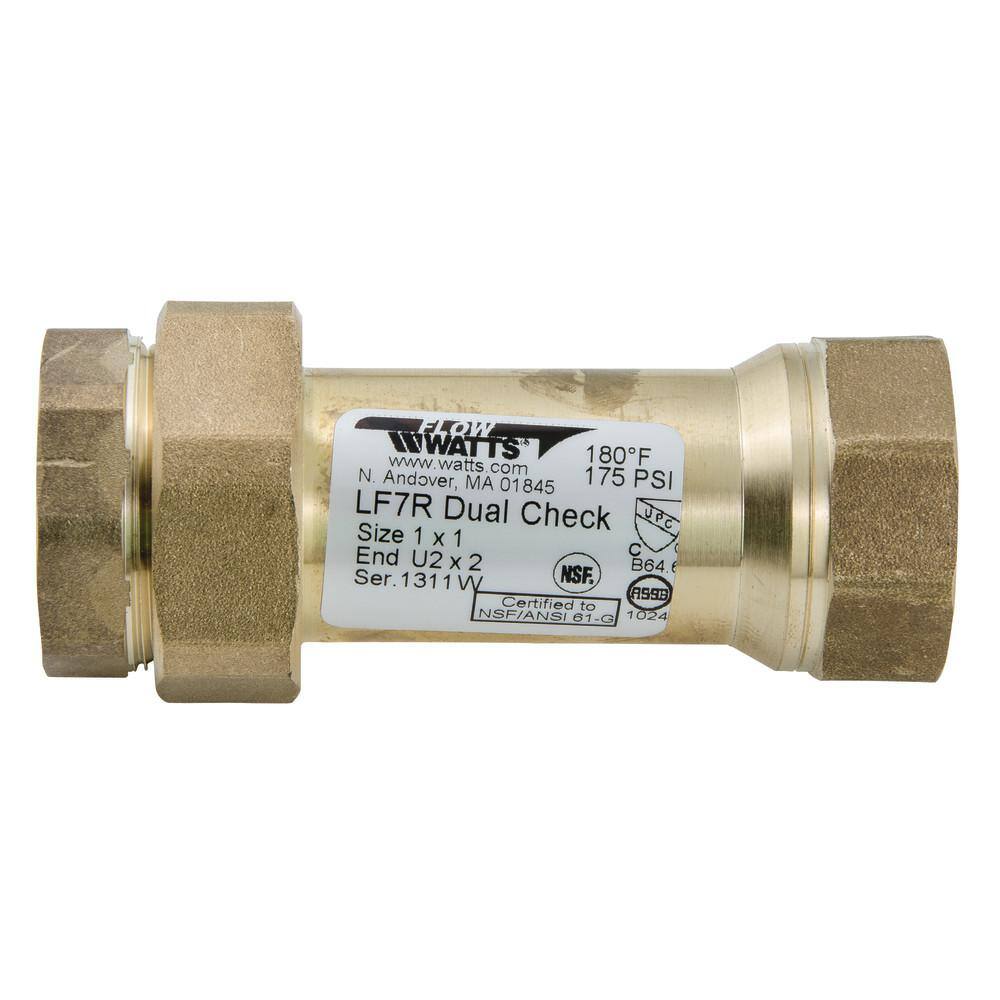 Watts 1 in. Lead-Free Brass MPT Dual Check Valve LF7U2-2  1