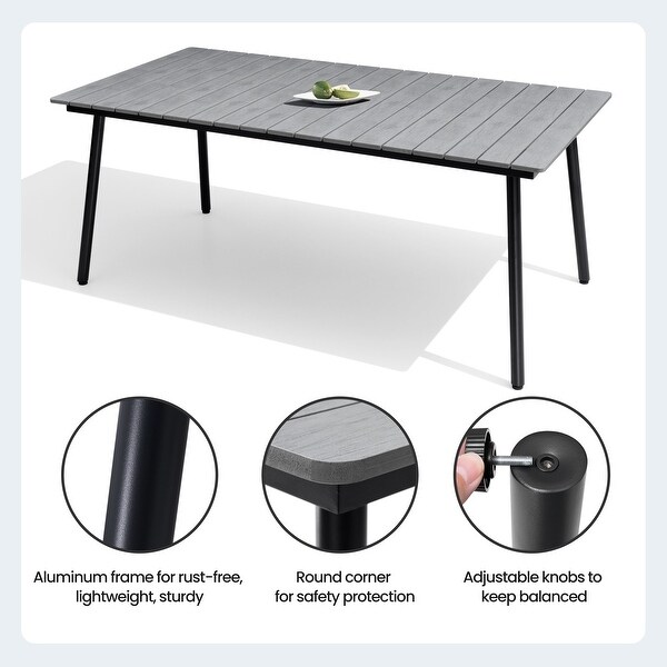 Crestlive Products Outdoor Patio Aluminum Dining Table with Umbrella Hole