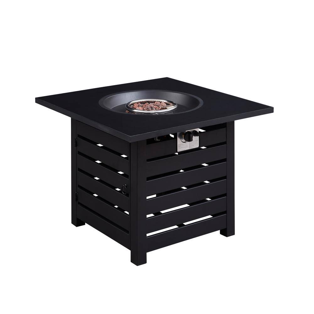 CASAINC Metal Square 40000 BTU Auto-Ignition Propane Gas Fire Pit Table in Black WFEHFP-08-A