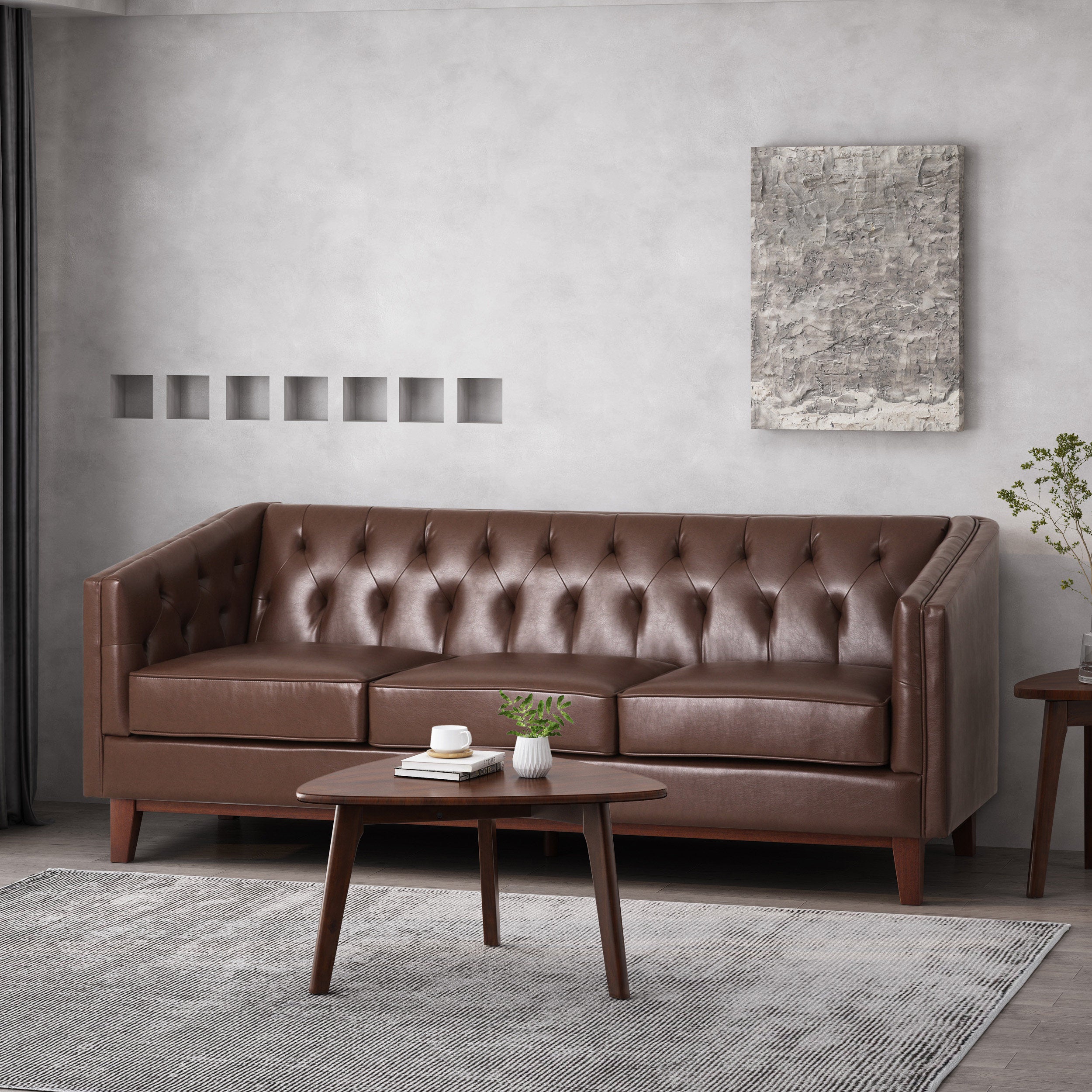 Colstrip Contemporary Upholstered 3 Seater Sofa