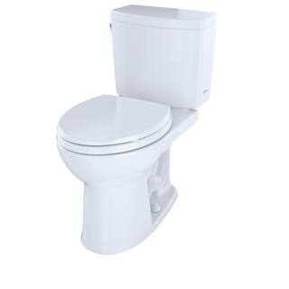 TOTO Drake II 2-Piece 1 GPF Single Flush Elongated ADA Comfort Height Toilet in Cotton White SoftClose Seat Included MS453124CUFG#01