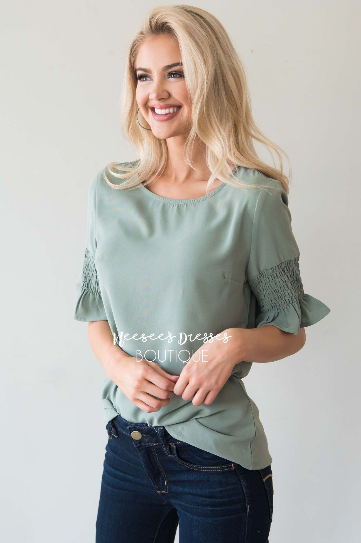 Something New Gathered Sleeve Top