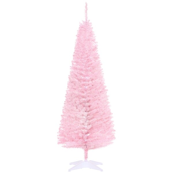 HOMCOM 5' Unlit Artificial Pencil Christmas Tree，Slim Xmas Tree with Foldable Metal Stand