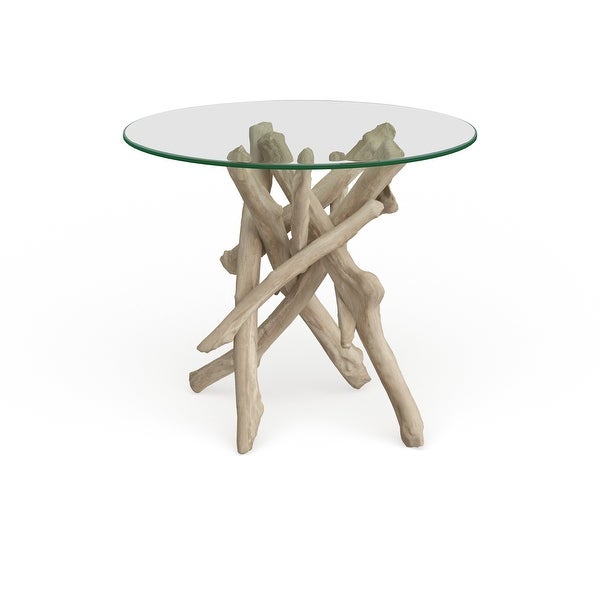 Natural 20 x 24 Inch Driftwood and Glass End Table by Studio 350