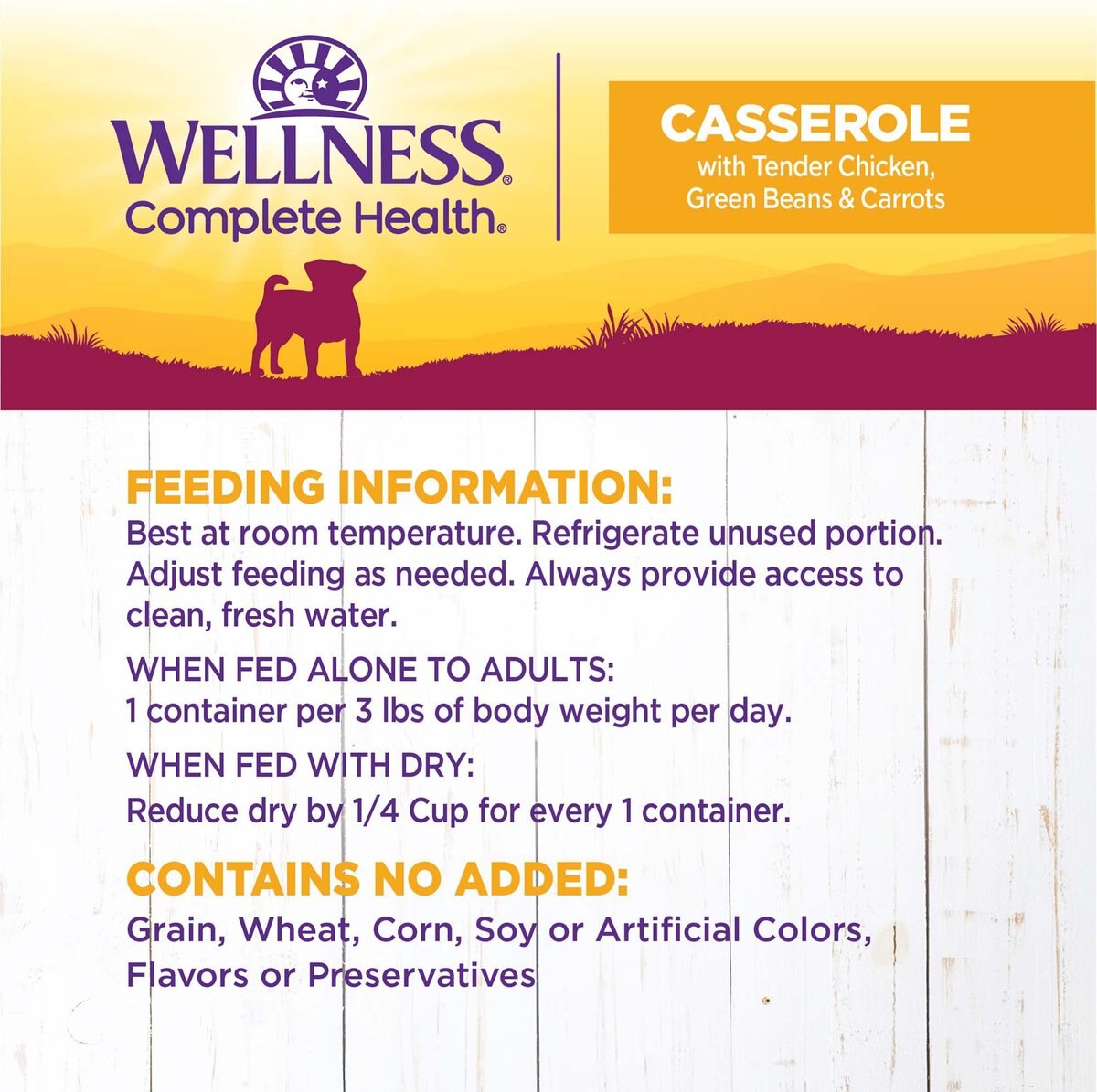 Wellness Petite Entrees Casserole with Tender Chicken， Green Beans and Carrots Grain-Free Wet Dog Food