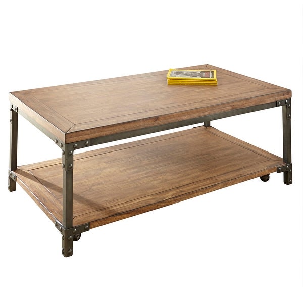 Leyburn Industrial Wood and Metal Coffee Table with Casters by Greyson Living