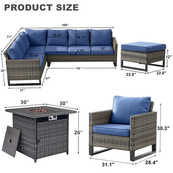 7PCS Sectional PE Wicker Rattan Sofa