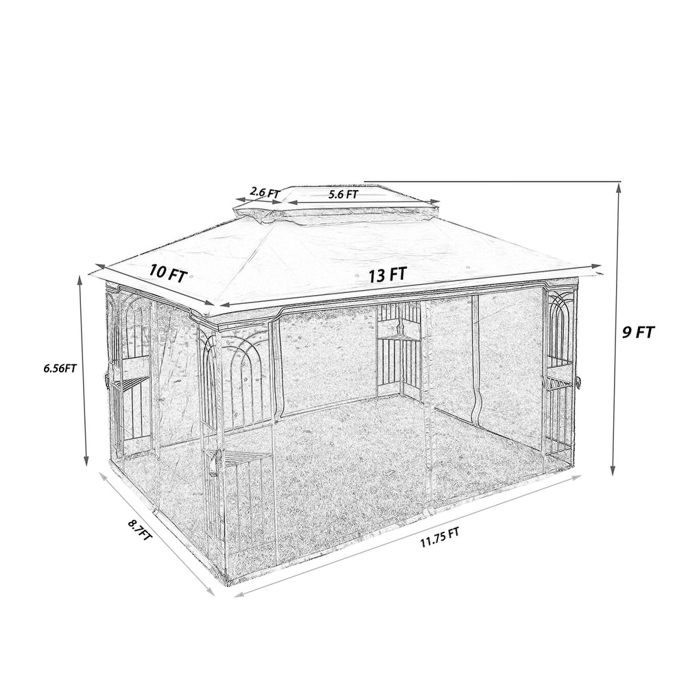 Outdoor Patio Gazebo Canopy Tent with Ventilated Double Roof