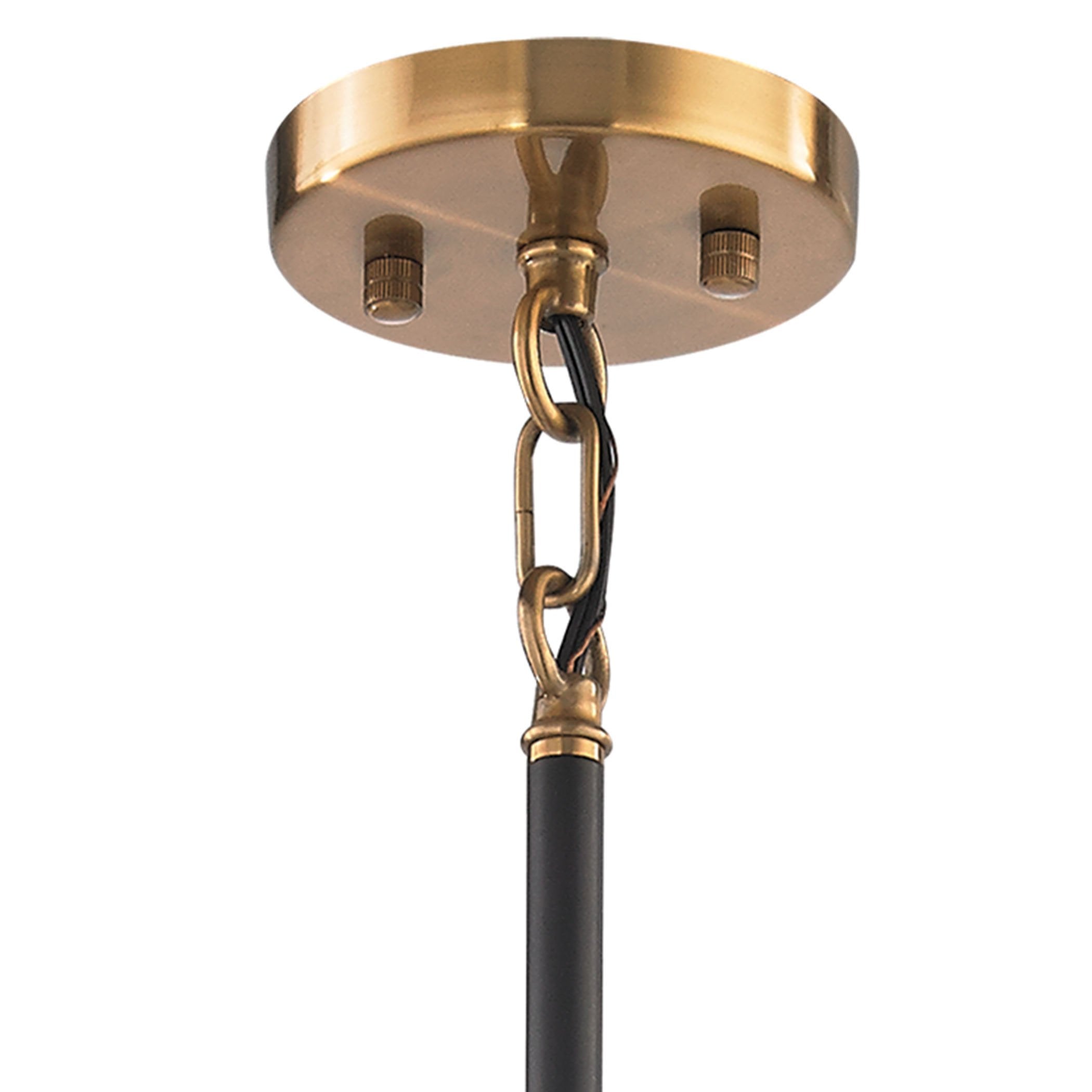 Boudreaux 3-Light Chandelier in Antique Gold and Matte Black with Sphere-shaped Glass