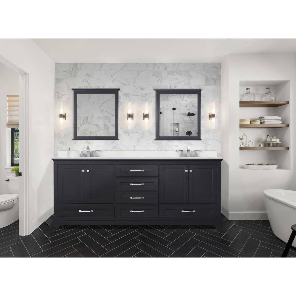 Lexora Dukes 80 in. W x 22 in. D Espresso Double Bath Vanity and White Quartz Top LD342280DGWQ000