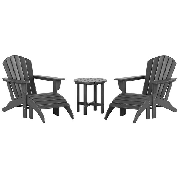 Polytrends Altura Outdoor EcoFriendly All Weather Adirondack Chair with Ottoman and Side Table (5Piece Conversation Set)