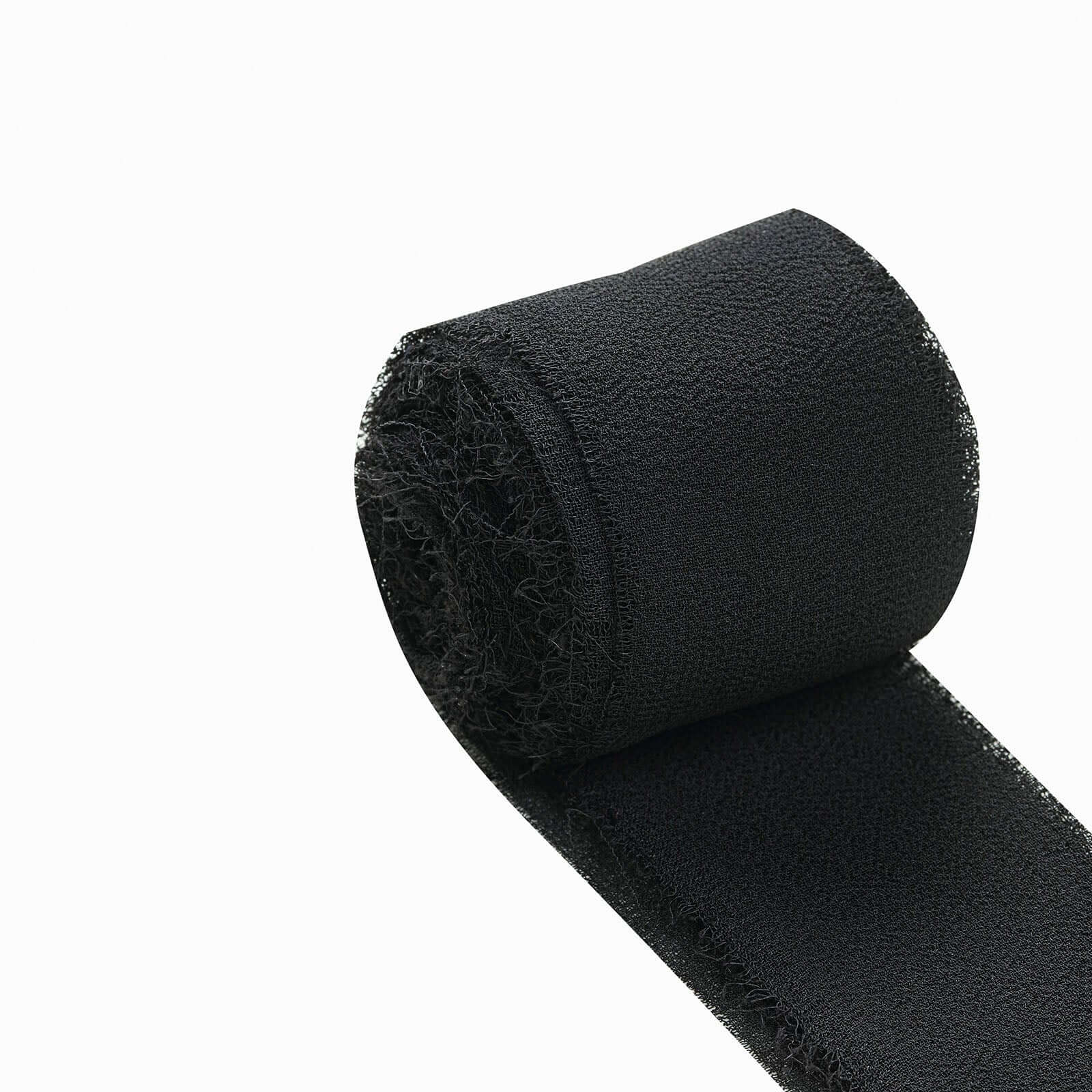 2 Pack Black Silk-Like Chiffon Linen Ribbon Roll For Bouquets, Wedding Invitations Gift Wrapping 6yd