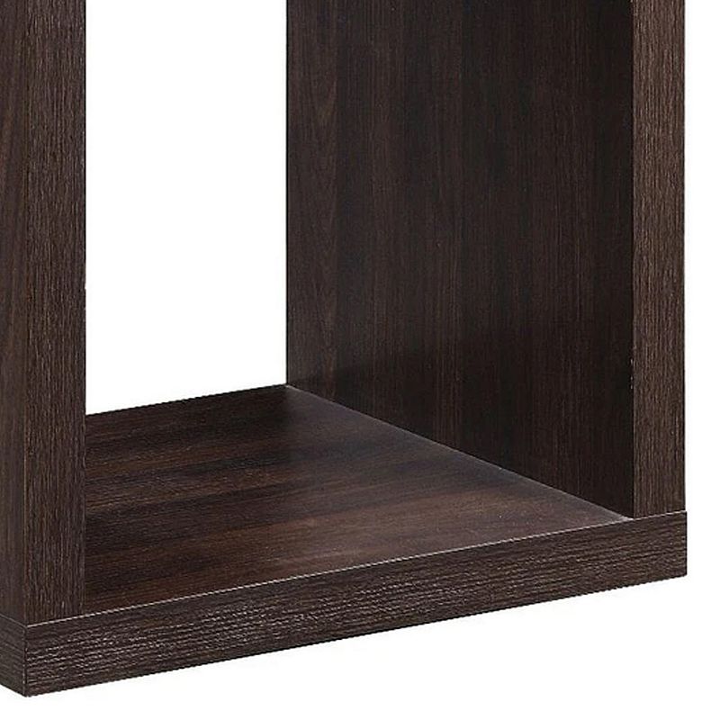 End Table with Wooden Frame and Open Shelf， Walnut Brown