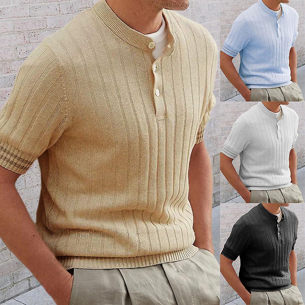 Men's V Neck Polo Shirts Slim Fit Short Sleeve Golf T-shirts Ribbed Knit Soft