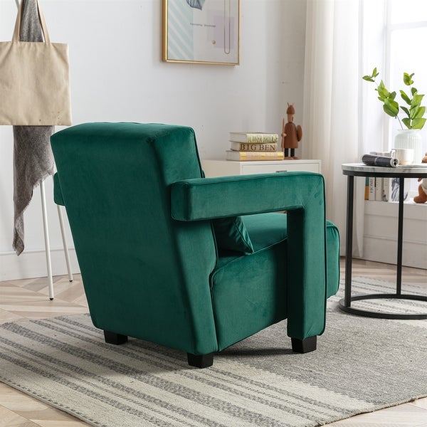 Modern Velvet Open Back Upholstered Armchair Accent Chair with Pillow - 26