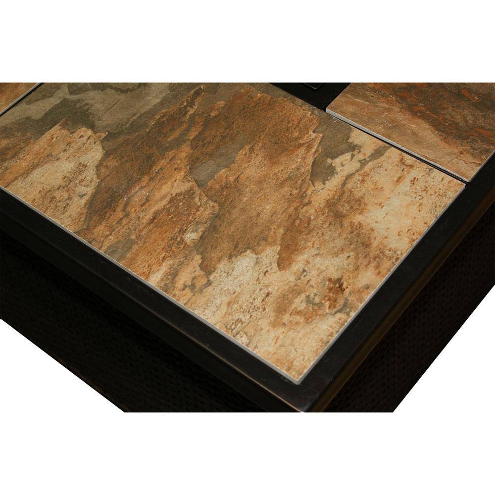 Cambridge 36 in. 40000 BTU Woven Fire Pit Coffee Table with Porcelain Tile Top WOVENFP1PC-TILE