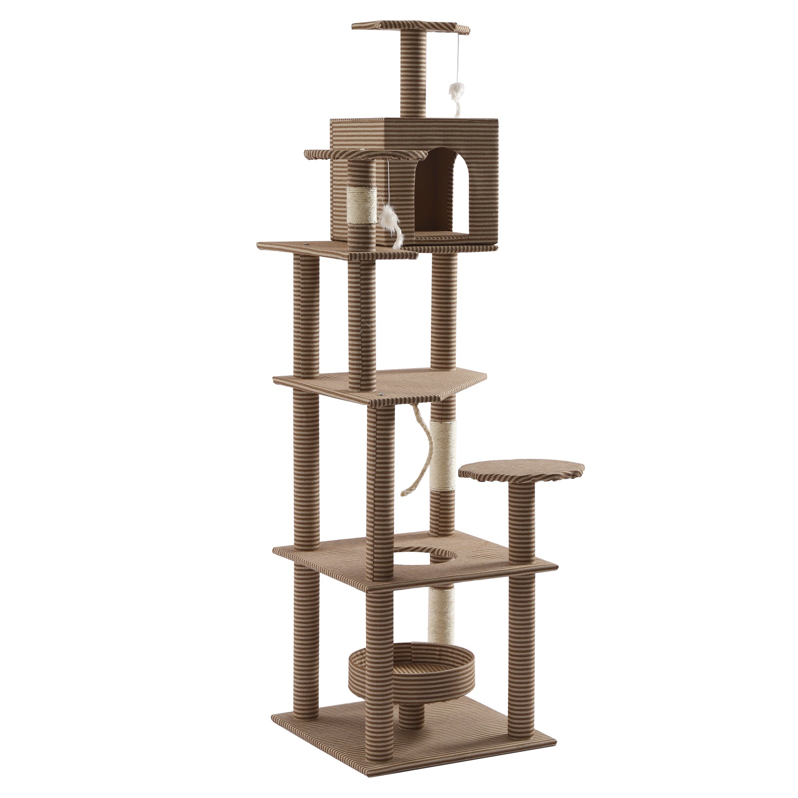 Loyalheartdy Floor to Ceiling Cat Tree， 5.5Ft Tall Cat Climbing Tree Cat Tower Kitty Play House w/Scratching Posts Condo Perches