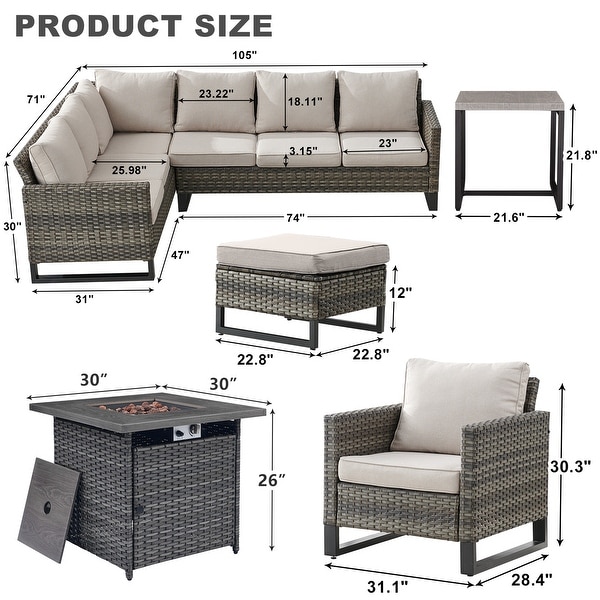 Pocassy Outdoor Patio Funiture Conversation Sofa Set