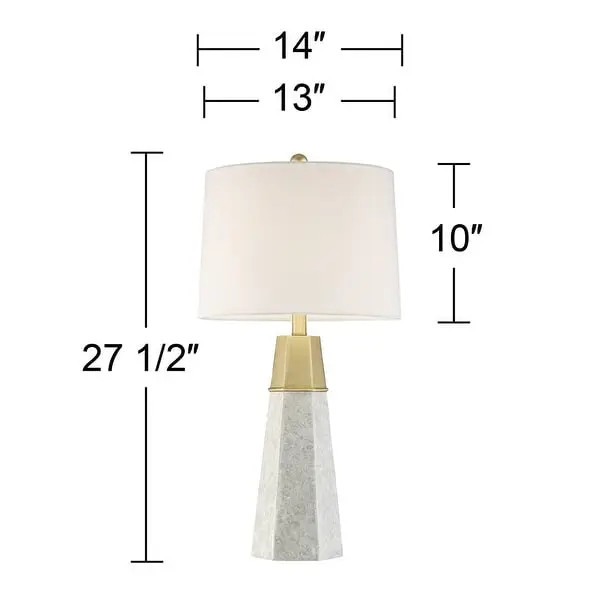 Set of 2 Modern Table Lamps Tapered Column Fabric Shade - 14