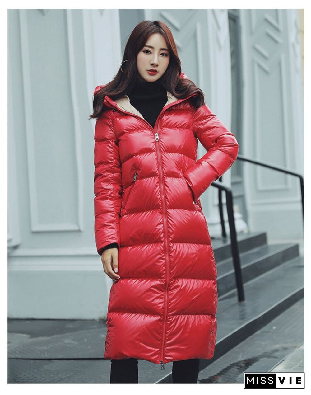 Tcyeek Winter Jacket Women Down Coat Female Thick 90% White Duck Down Jacket Womens Long Coats Warm Hooded Clothes LWL1040