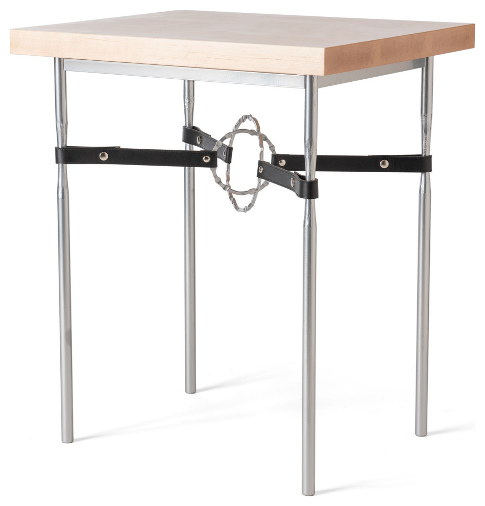 Equus Wood Top Side Table  Sterling Finish  Sterling Accents  Black Leather   Contemporary   Side Tables And End Tables   by Hubbardton Forge  Houzz