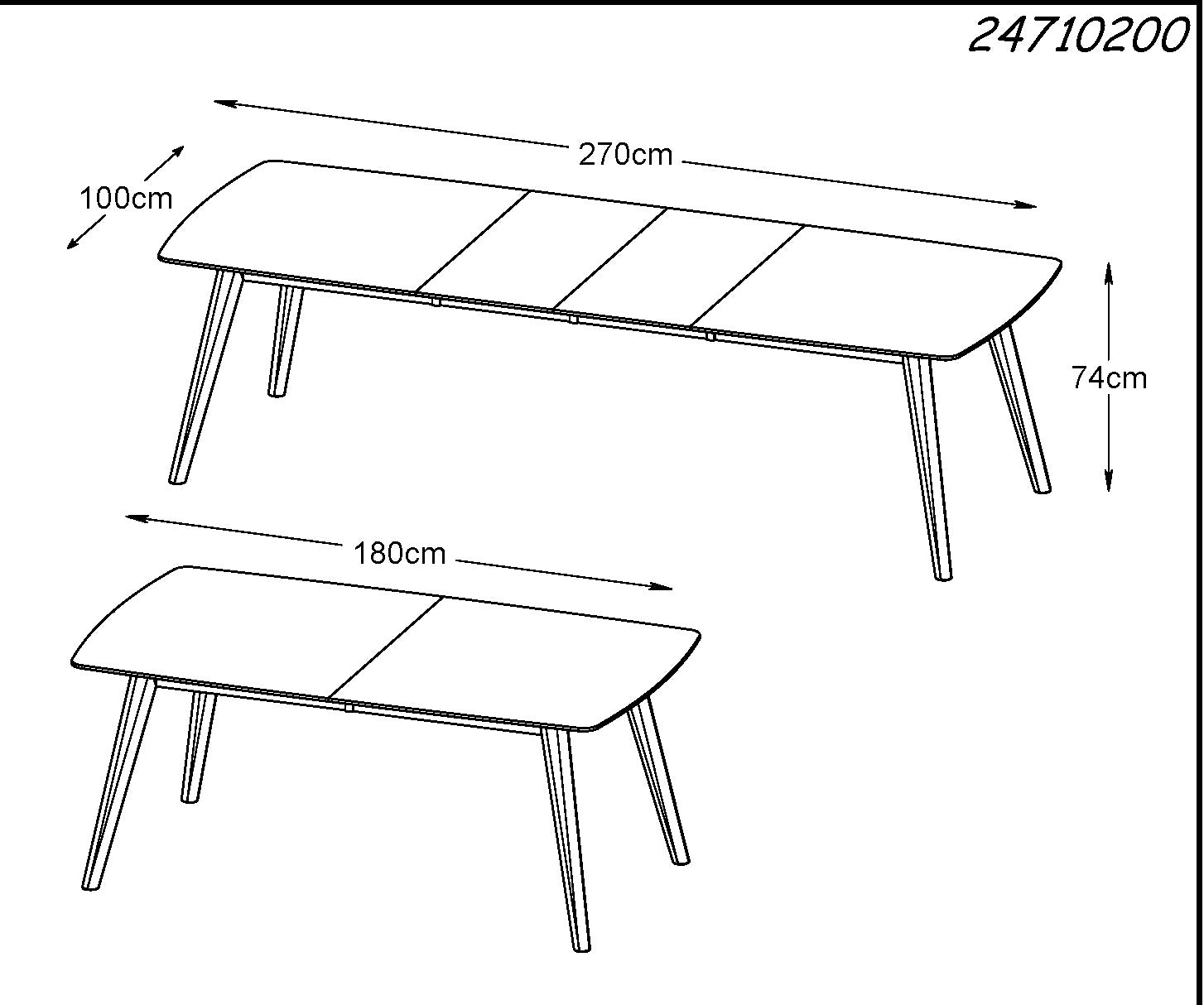 JAREL Extendable Dining Table 180-270cm -  Natural