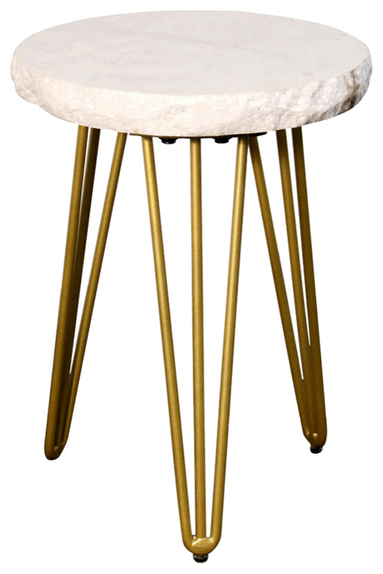 StyleCraft Galaxia Small Round Side Table With Brass Finish ISF25906DS   Midcentury   Side Tables And End Tables   by StyleCraft  Houzz