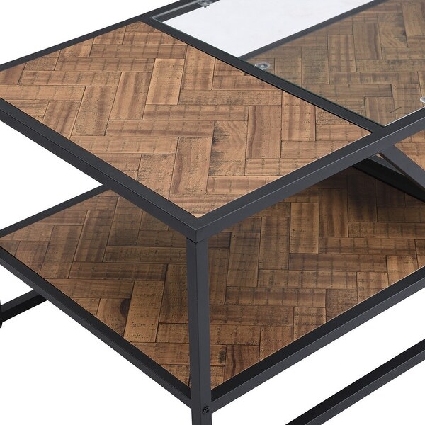 Tempered Glass Coffee Table with Metal Frame