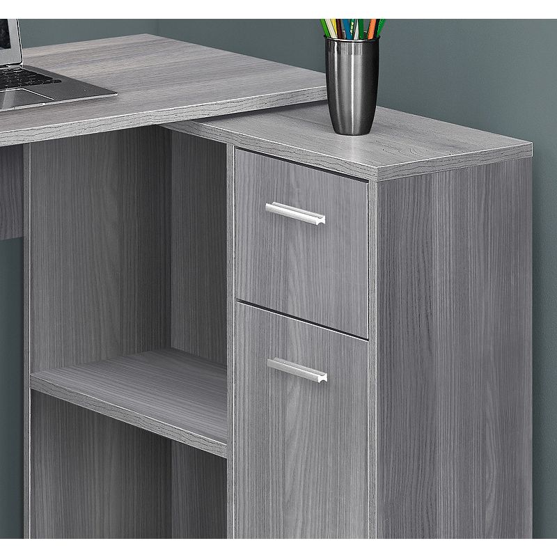 46 Gray Contemporary L-Shaped Computer Desk with Storage Cabinet