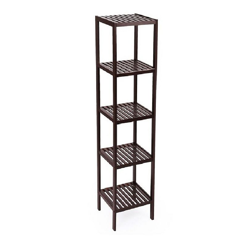 5-Tier Wicker Bathroom Shelf， Standing Kitchen Rack， for Narrow Spaces， Living Room