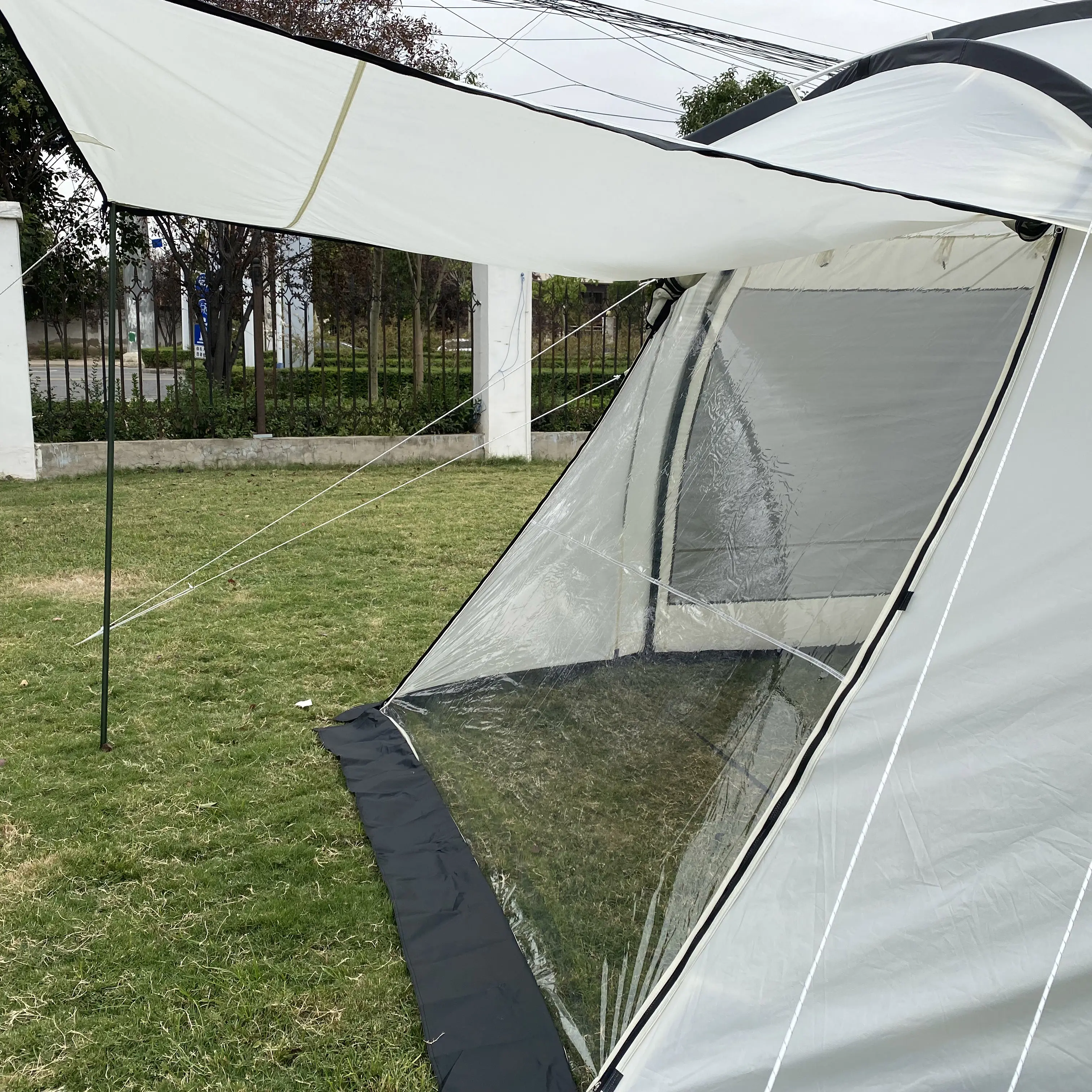 Ready to Ship Stock Tunnel Tent Big Space for Family Camping Two Rooms Luxury Glamping Outdoor 8P White