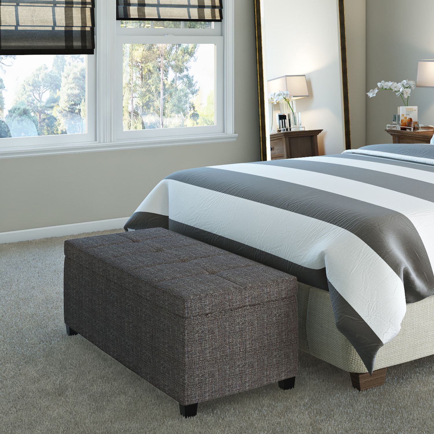 Simpli Home Castleford Transitional Storage Ottoman