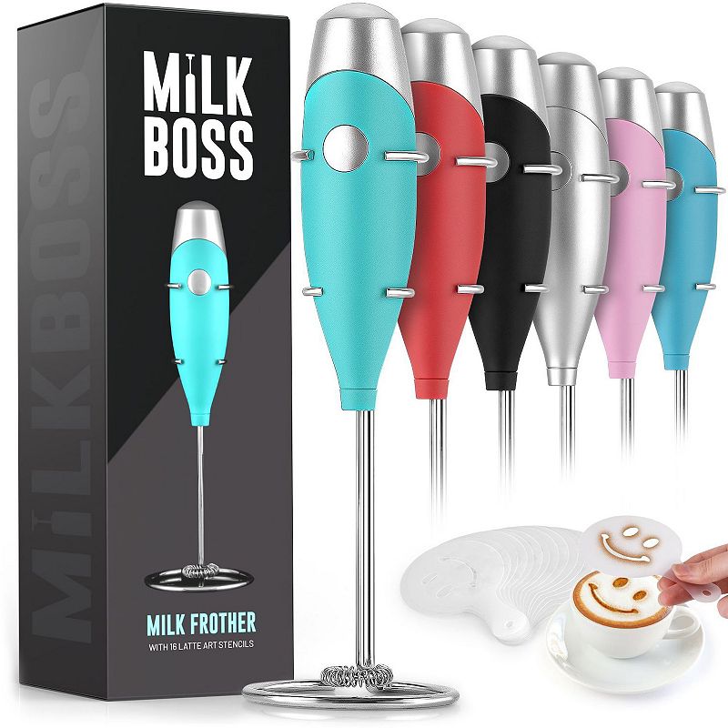 Milk Frother With 16-Piece Stencils