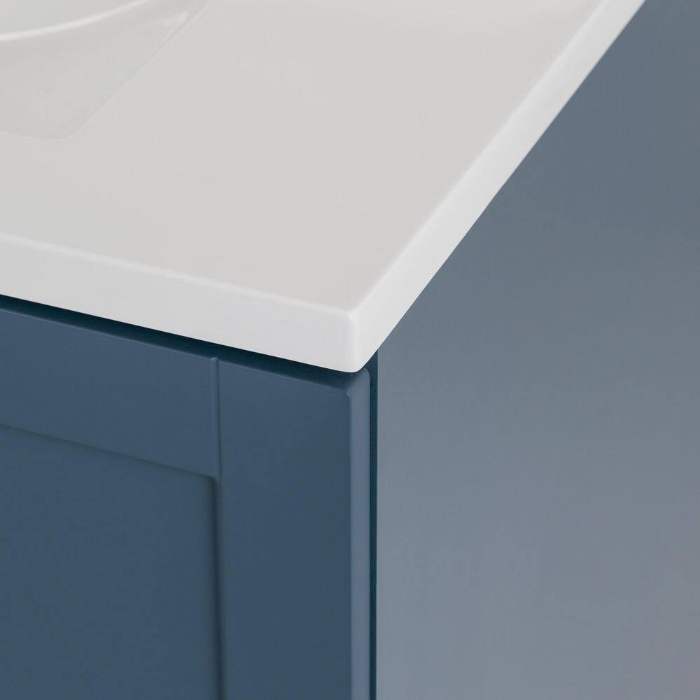 Glacier Bay Lancaster 60.25 in. W x 18.75 in. D Shaker Bath Vanity in Admiral Blue with White Cultured Marble Top B60X20331