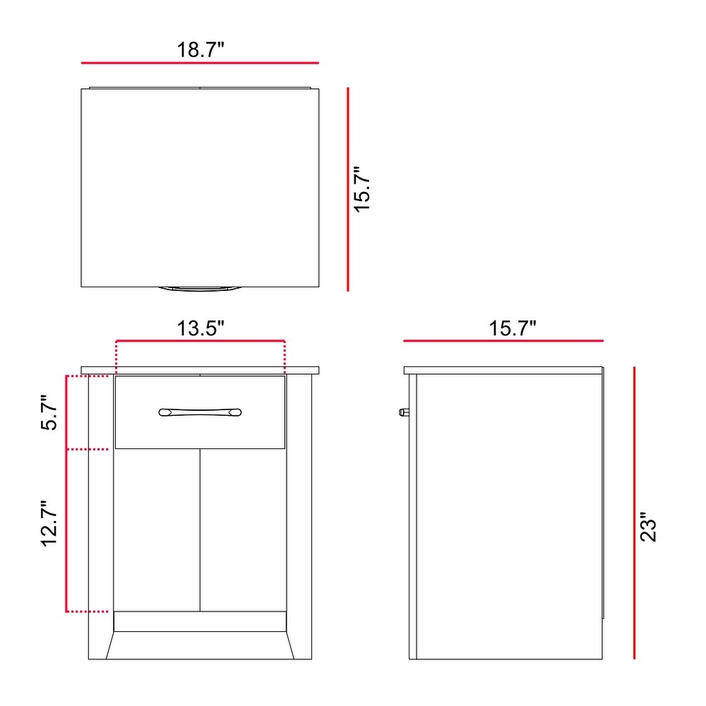 GALANO Gretta 1 Drawer Nightstand (Set of 2)