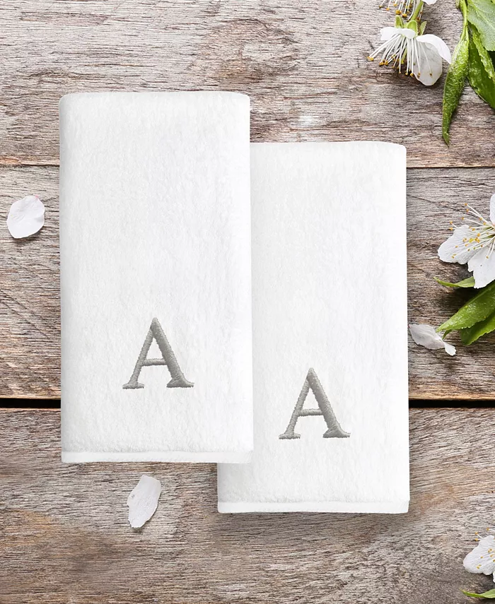 Linum Home Textiles Monogrammed Luxury 100% Turkish Cotton Novelty 2 Piece Hand Towels Collection