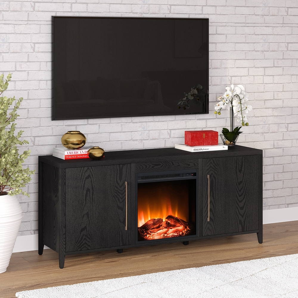 Jasper Rectangular TV Stand with Log Fireplace for TV's up to 65\