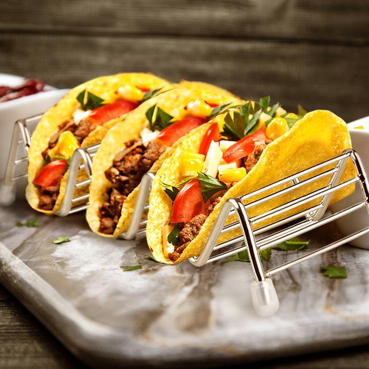 Orblue Stainless Steel Taco Holders - 3 Pack Taco Server， Holds 9 to 12 Tacos