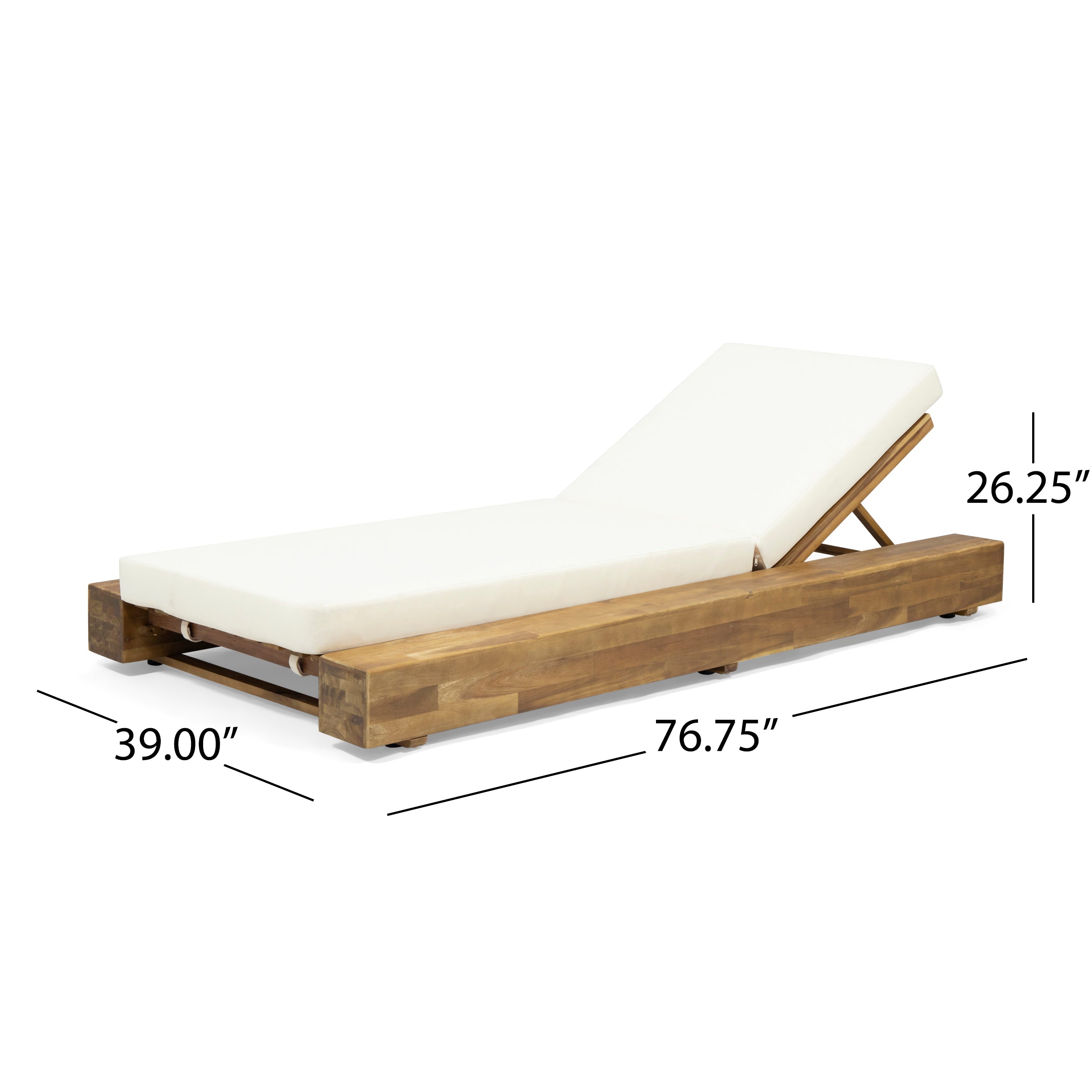 Ursula Outdoor Acacia Wood Chaise Lounge and Cushion Sets (Set of 2)