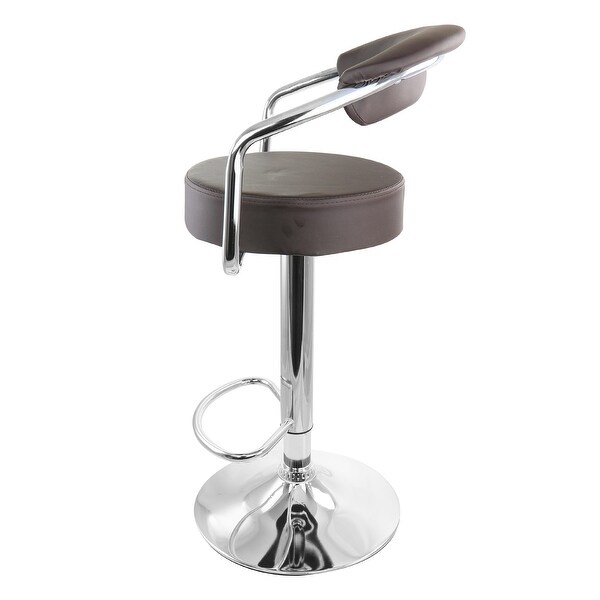 Elama 2 Piece Faux Leather Retro Adjustable Bar Stool in Brown with Chrome Handles and Base