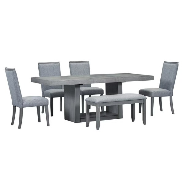 Extendable Dining Table Set with Removable Leaf，4 Upholstered Chair