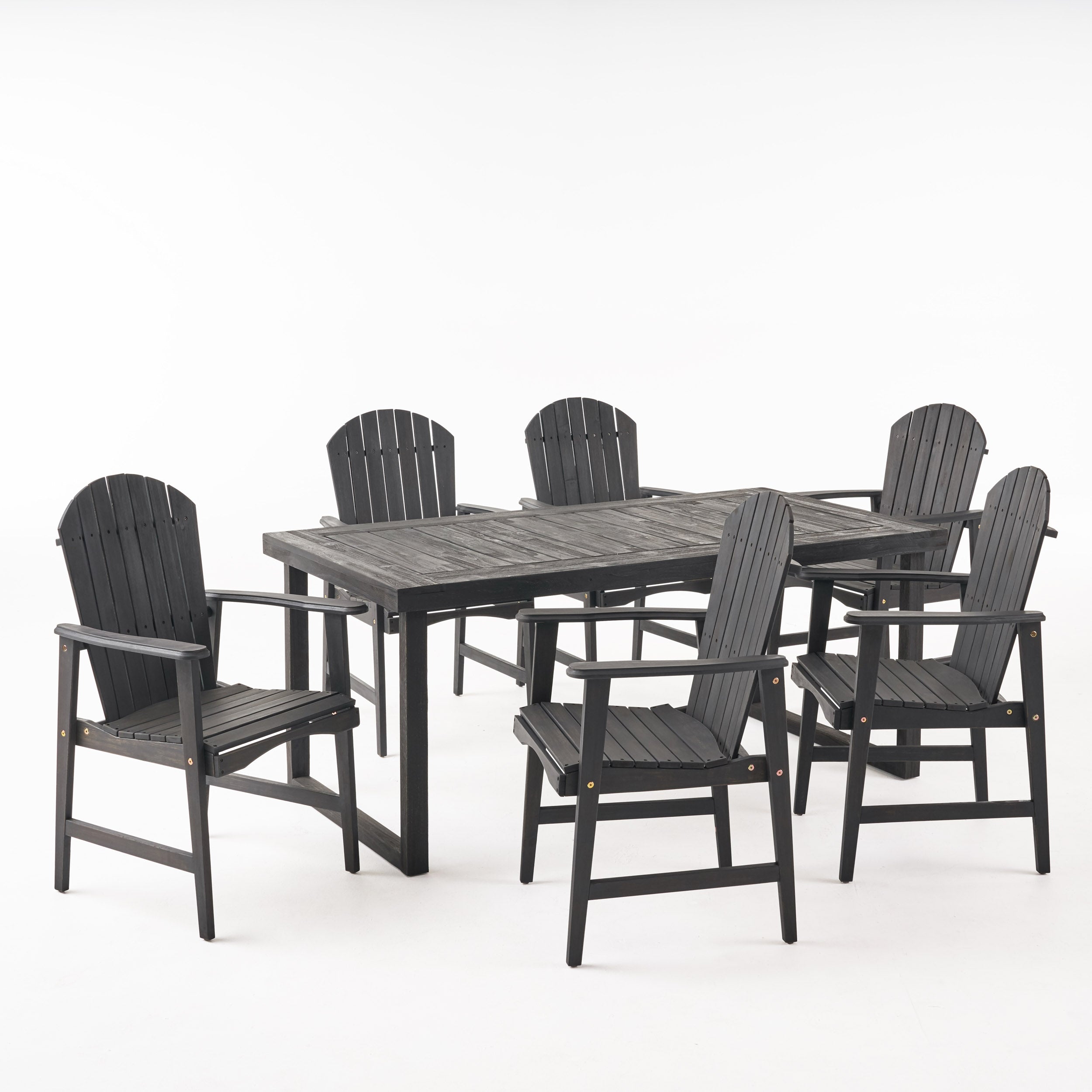 Ace Outdoor 6 Seater Acacia Wood Adirondack Dining Set