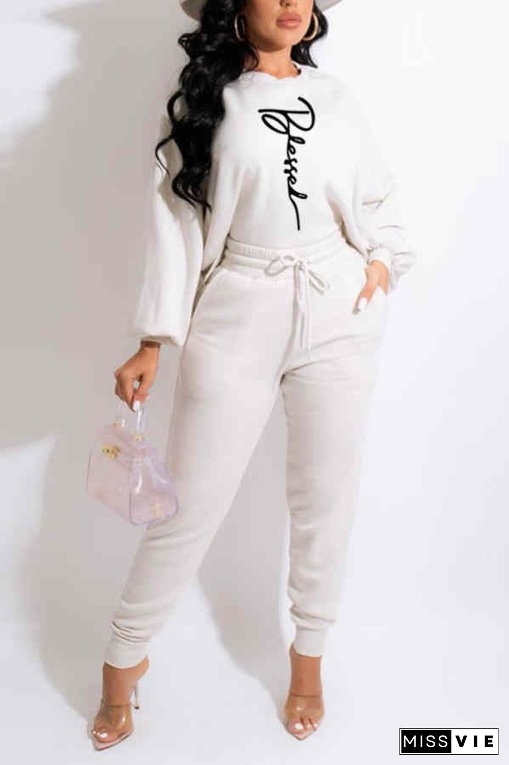 Fashion Casual Loose Letter Print Pants Set