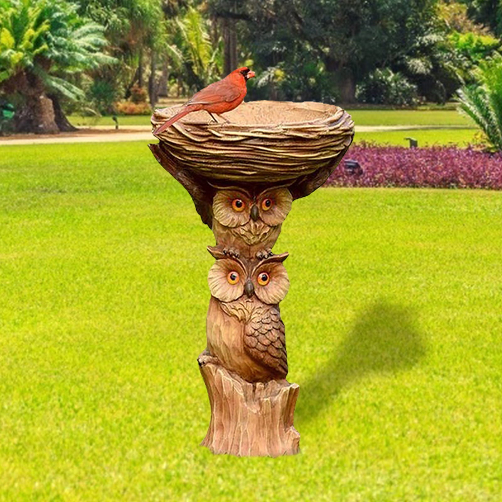 Kuluzego Outdoor Bird Bath Flower and Bird Feeder Decoration with Flower Pot Base