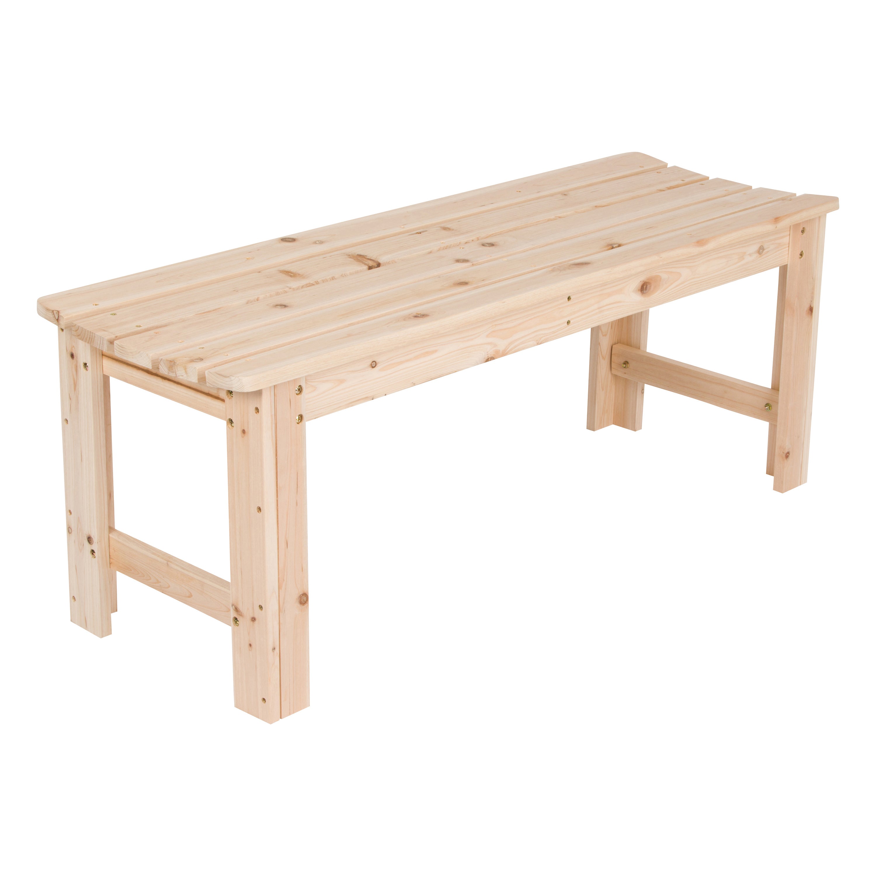 Shine Company 4 Ft. Backless Wooden Garden Bench, Natural