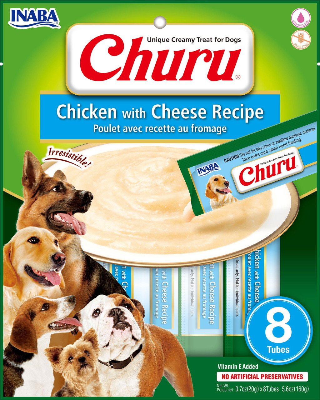 Inaba Churu Chicken With Cheese Wet Dog Treats， 8 Pack